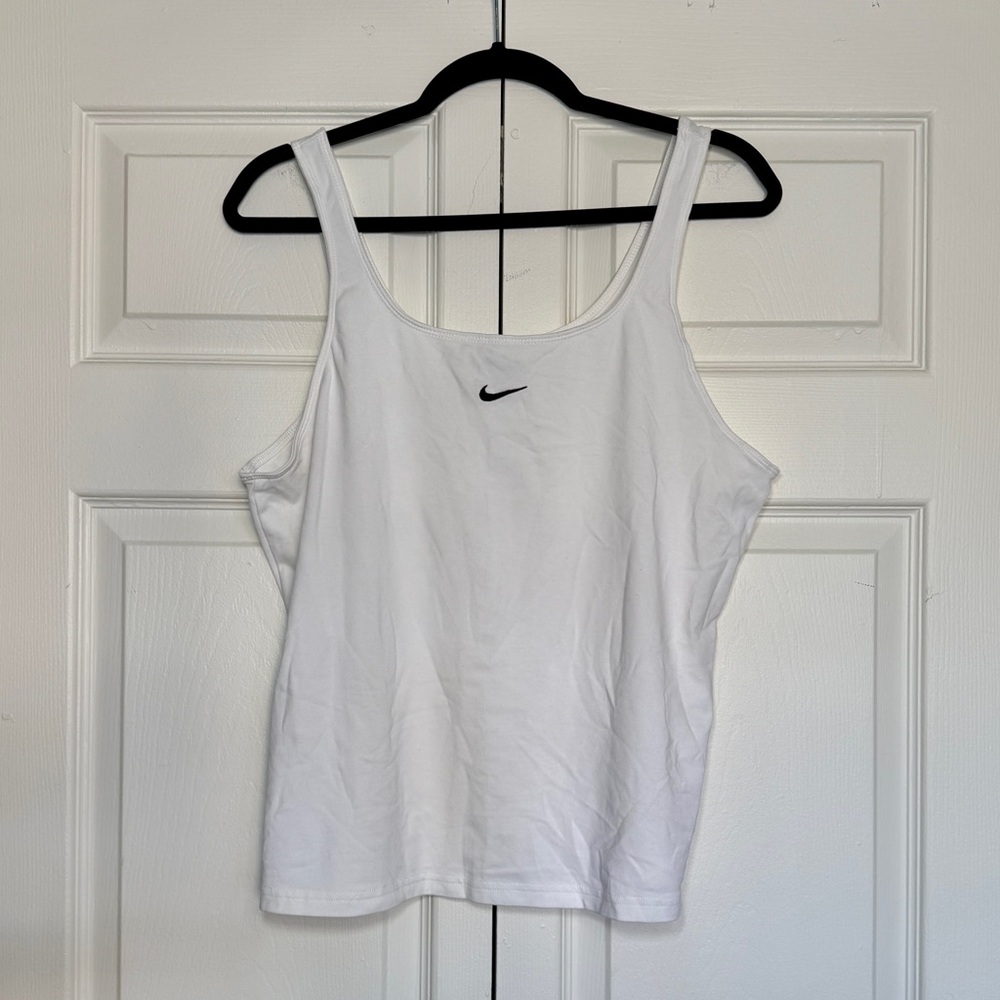 White Nike Center Swoosh Tank Top